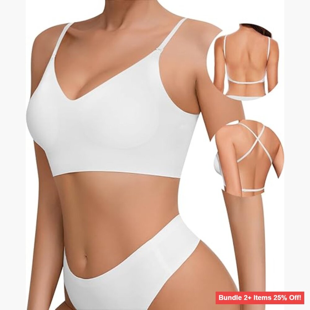 Seamless Low Back Wireless Bralette Convertible Straps Full Coverage